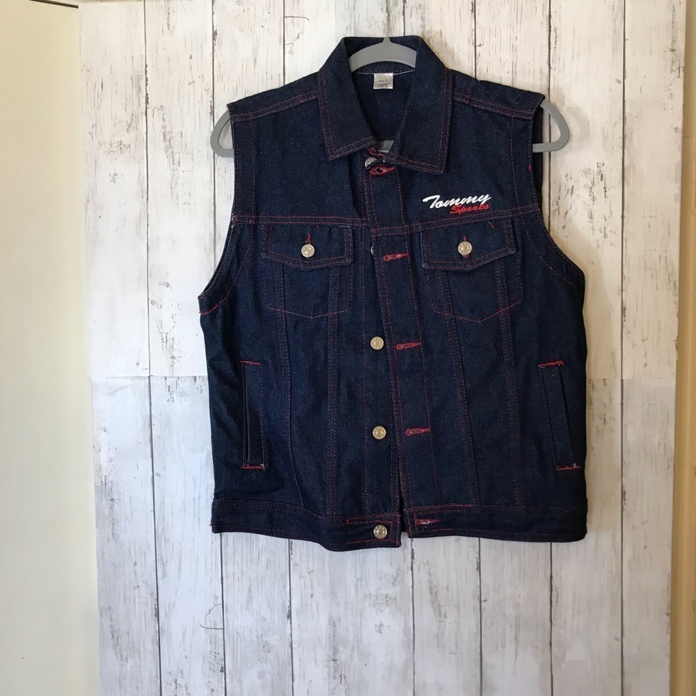 Vintage Tommy Hilfiger Sport Dark Blue/Red Trim Denim Vest